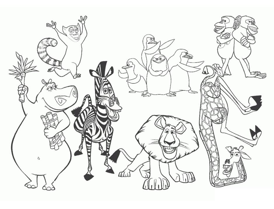 Desenhos de Madagascar para colorir