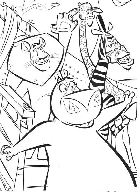 Desenho de Personagens de Madagascar 5 para colorir