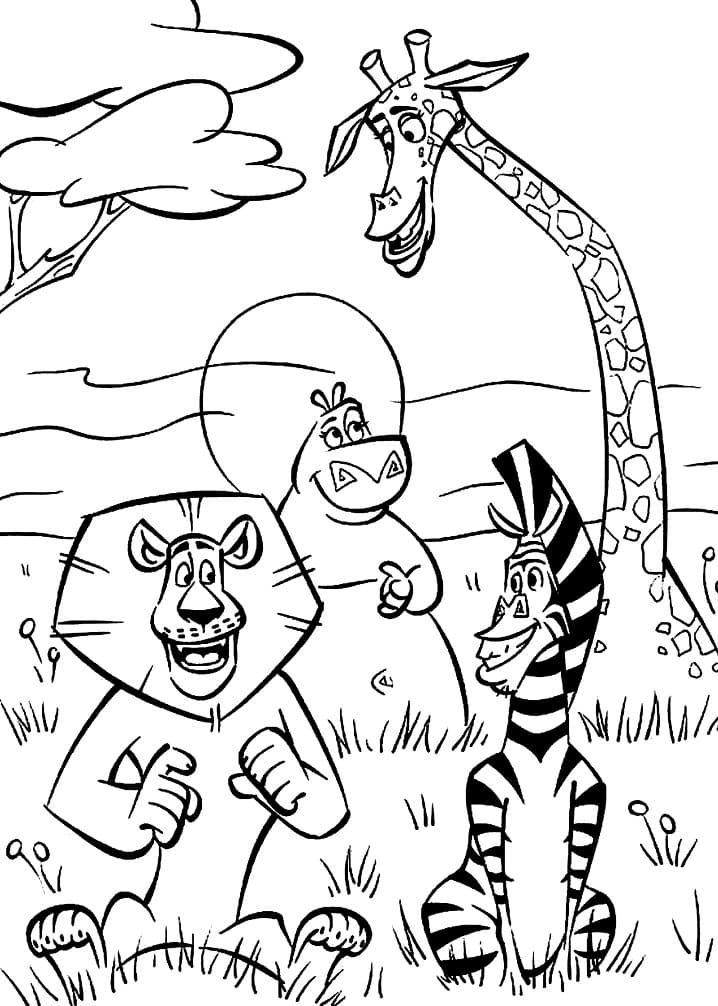 Desenho de Personagens de Madagascar para colorir