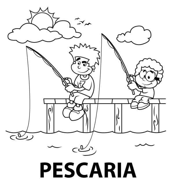 Desenhos de Pescaria para colorir