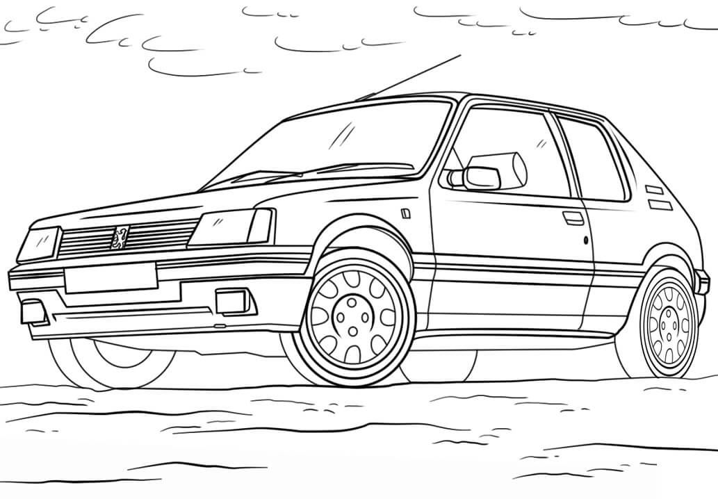 Desenho de Peugeot 205 para colorir