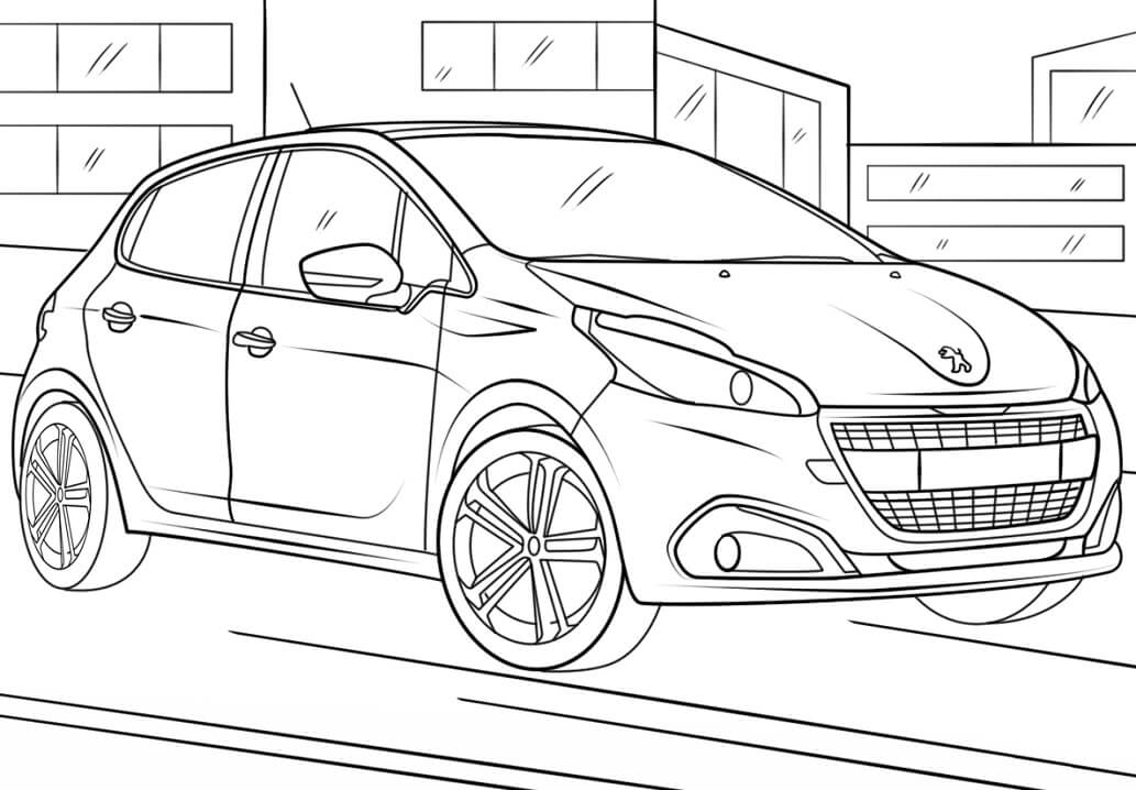 Desenho de Peugeot 208 para colorir