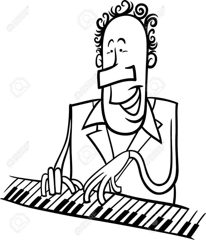 Desenho de Pianista 1 para colorir