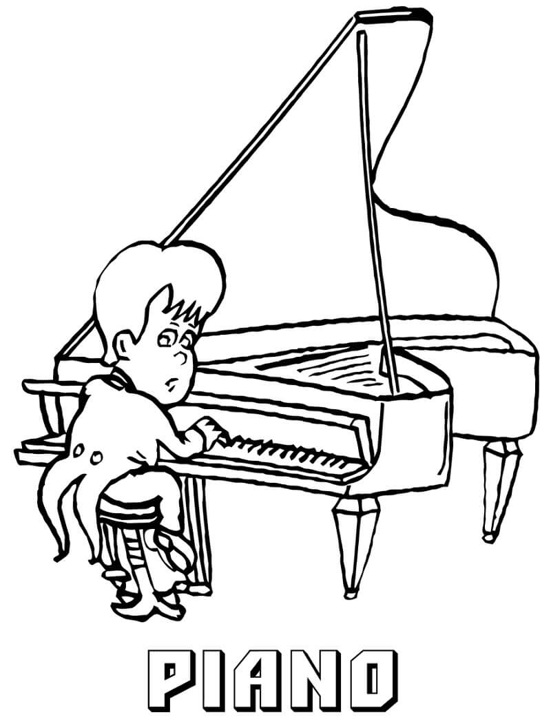 Desenho de Pianista para colorir