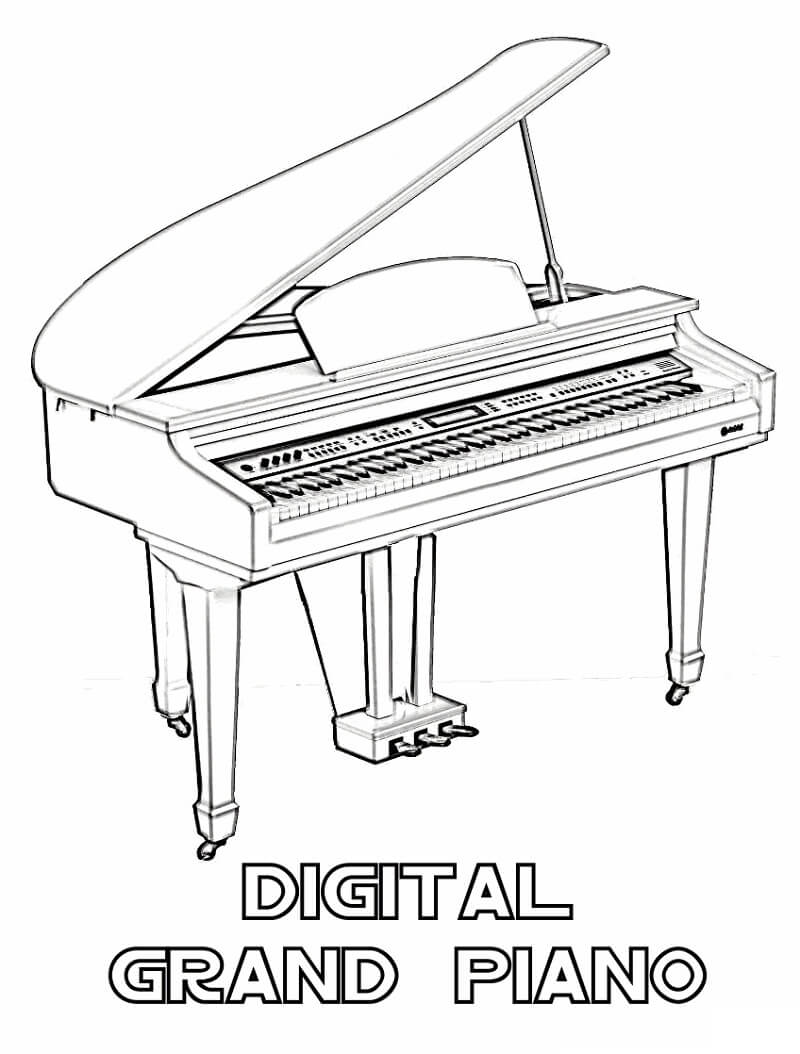 Desenho de Piano de Cauda Normal para colorir