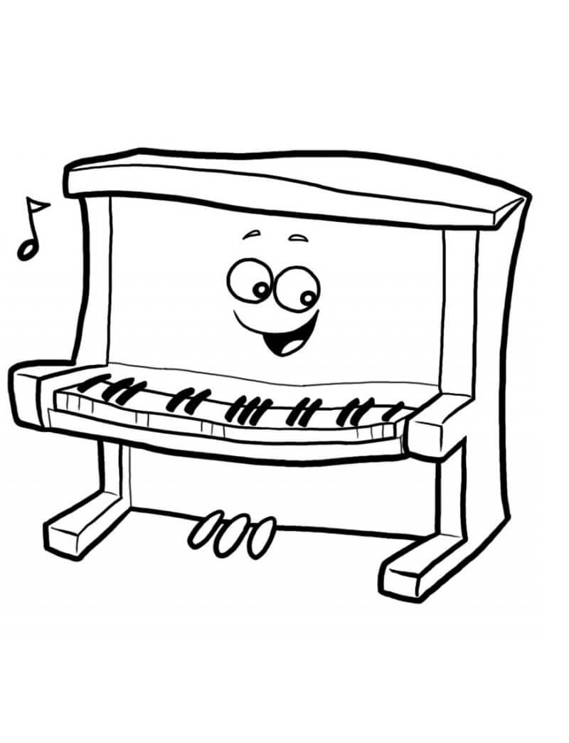 Desenho dePiano Engraçado para colorir