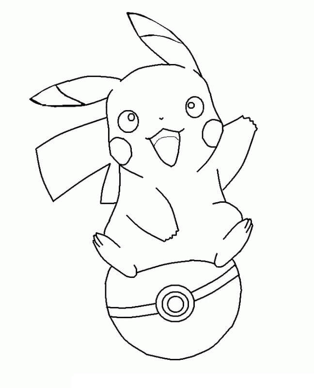 Desenho dePikachu e Pokebola 1 para colorir