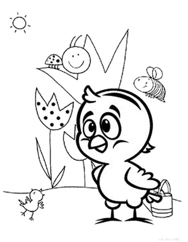 Desenho de Pintinho Amarelinho 8 para colorir