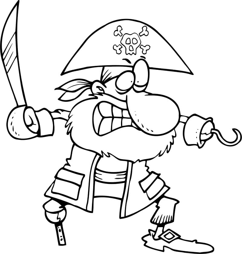 Desenho de Pirata Louco para colorir