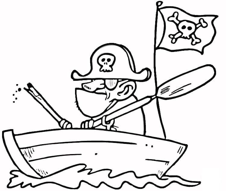 Desenho de Pirata no Barco para colorir