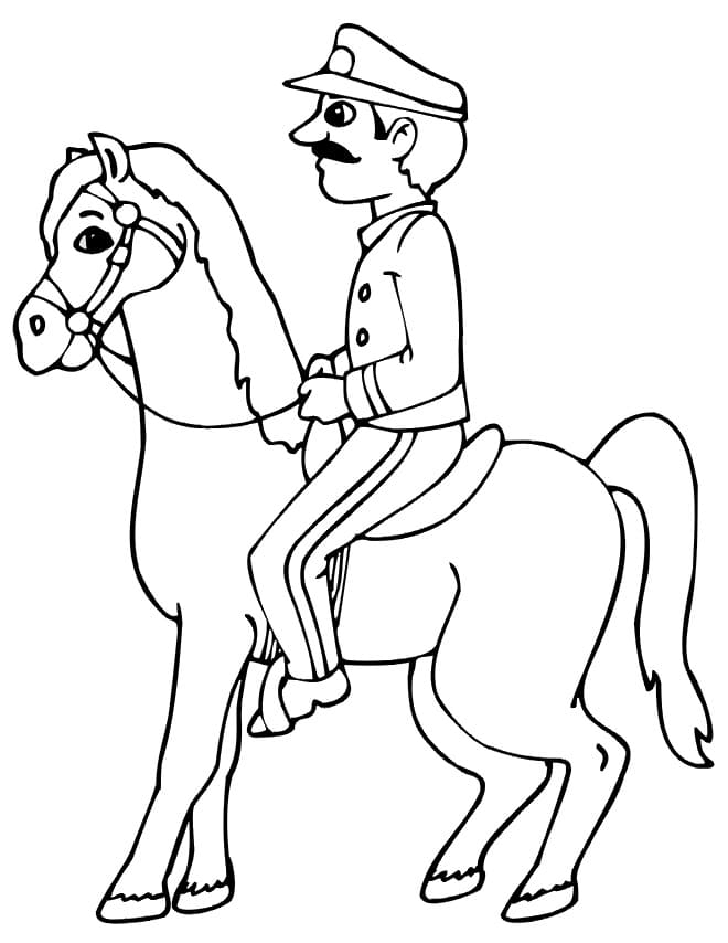 Desenho dePolicial a Cavalo para colorir