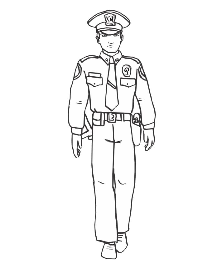 Desenho dePolicial Andando para colorir