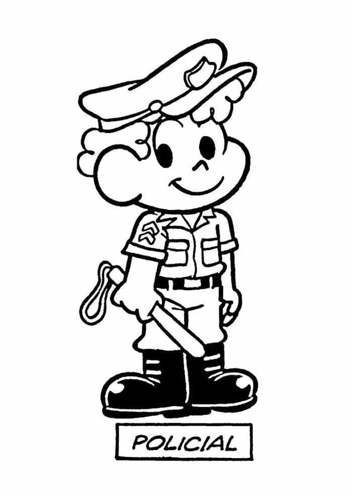 Desenho dePolicial de Turma da Mônica para colorir