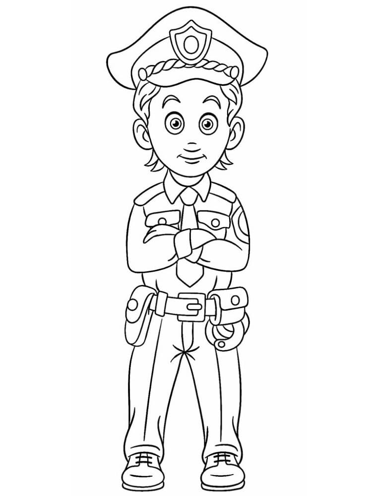 Desenho dePolicial Em Pé para colorir