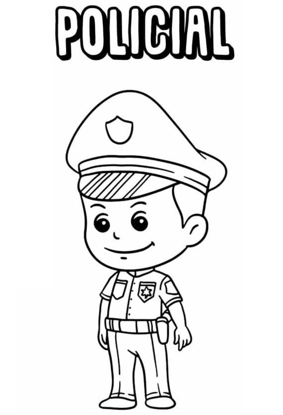 Desenho dePolicial Fofo para colorir