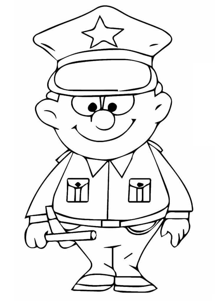 Desenho dePolicial Sorrindo para colorir