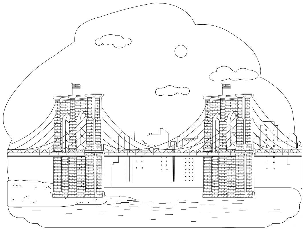 Desenho de Ponte de Brooklyn para colorir