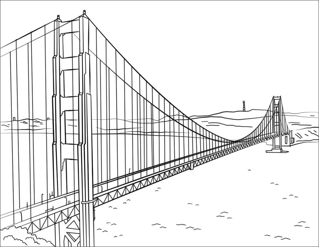 Desenho dePonte Golden Gate para colorir