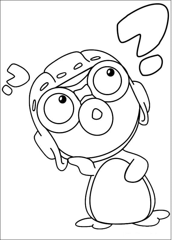 Desenho de Pororo Pensando para colorir