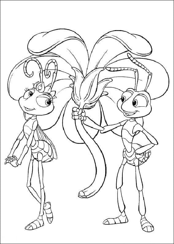 Desenho dePrincesa atta e Flik para colorir