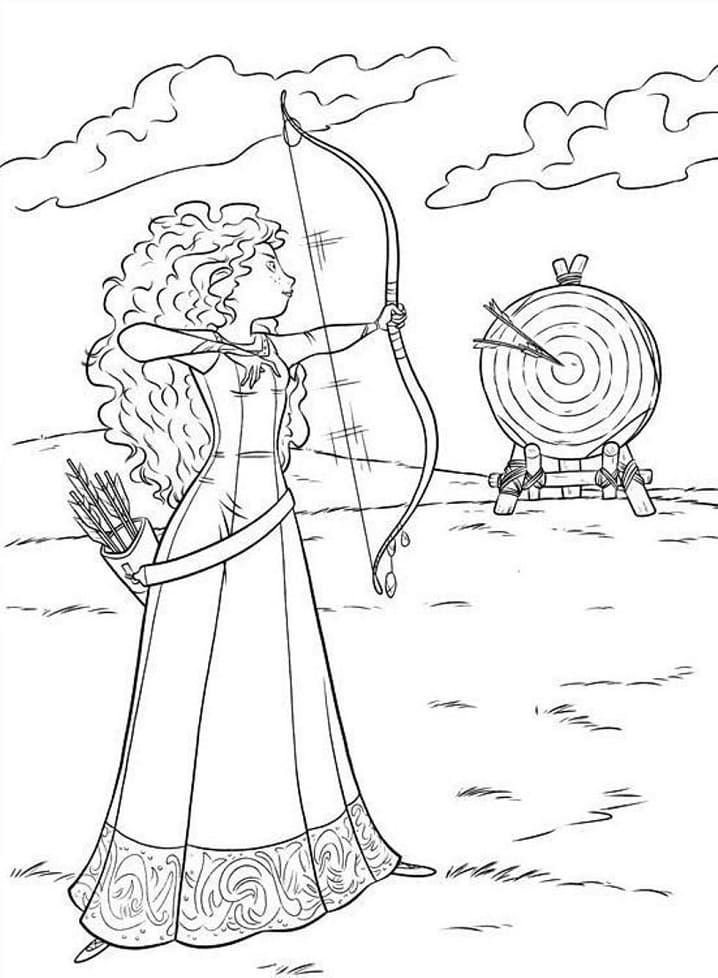 Desenho dePrincesa Merida Atirando para colorir