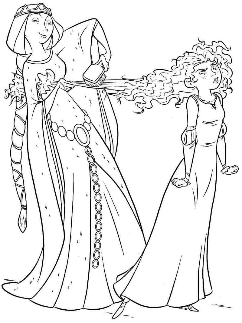 Desenho dePrincesa Merida e Rainha Elinor para colorir