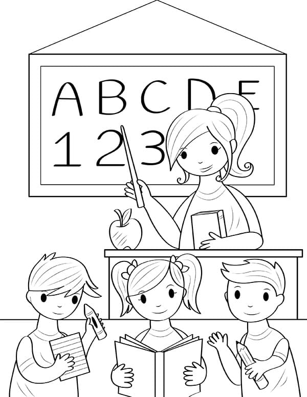 Desenho deProfessora e Alunos 5 para colorir