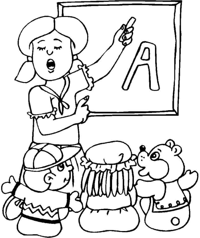 Desenho deProfessora e Alunos 7 para colorir