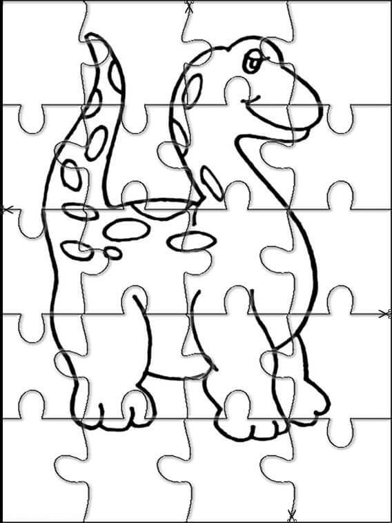 Desenho de Quebra-Cabeça de Dinossauro para colorir