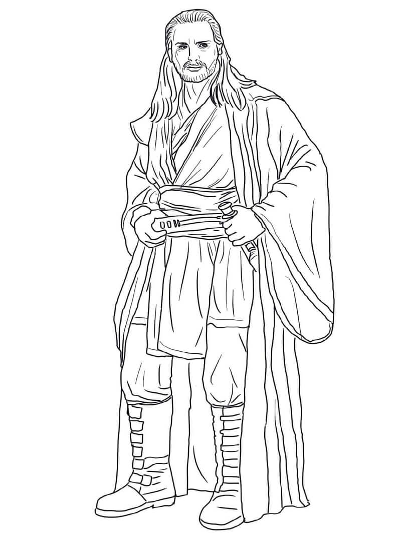 Desenho de Qui Gon Jinn para colorir