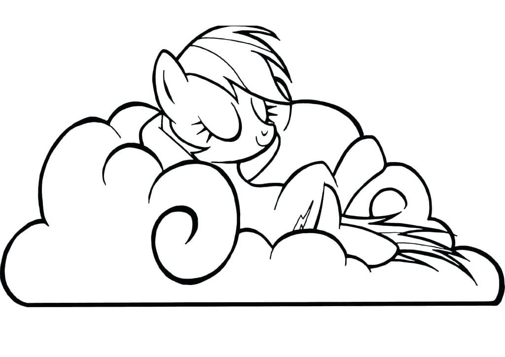 Desenho de Rainbow Dash Dormindo para colorir