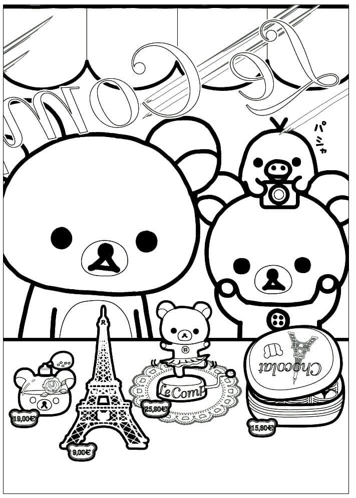 Desenho deRilakkuma com Amigos para colorir