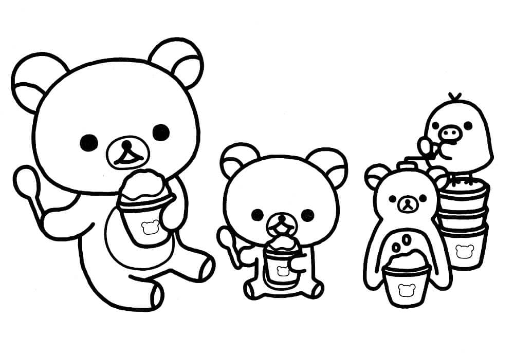 Desenho deRilakkuma com Sorvete para colorir