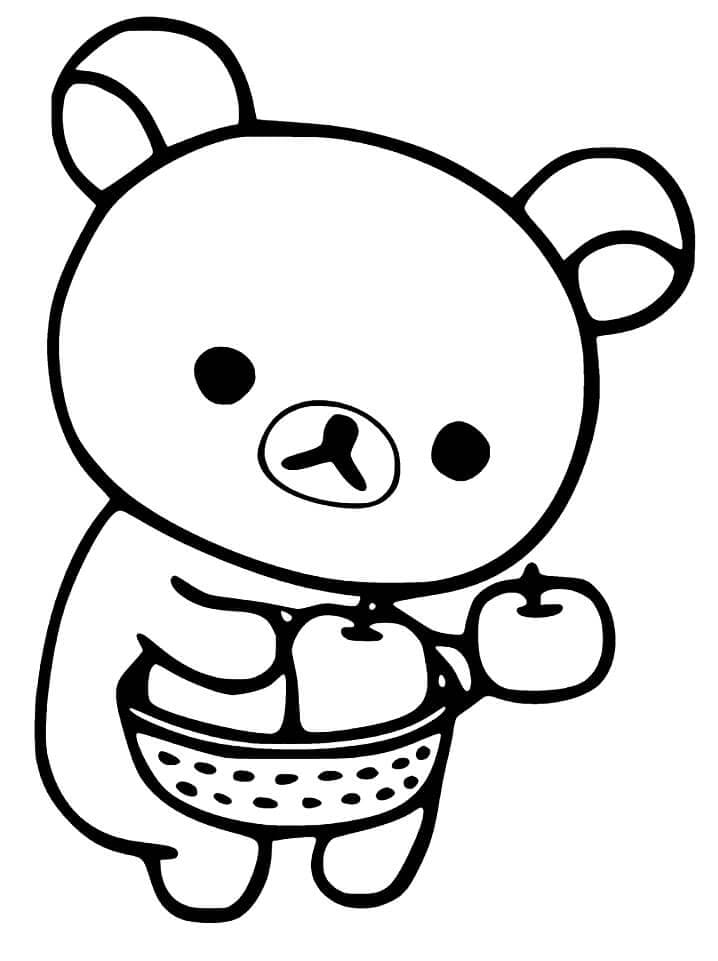 Desenho deRilakkuma e Maçãs para colorir