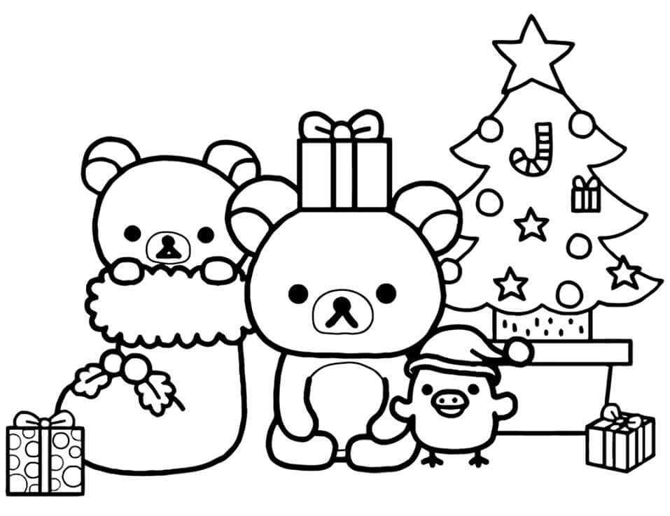 Desenho deRilakkuma no Natal para colorir