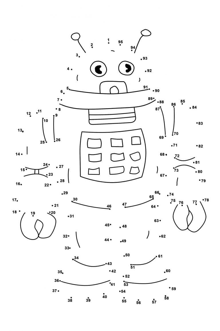 Desenho deRobô Ligue os Pontos para colorir