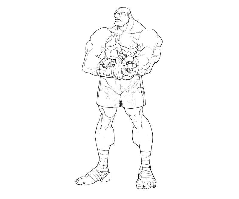 Desenho deSagat Street Fighter para colorir