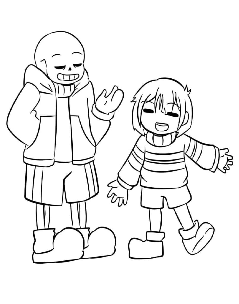 Desenho deSans e Frisk para colorir