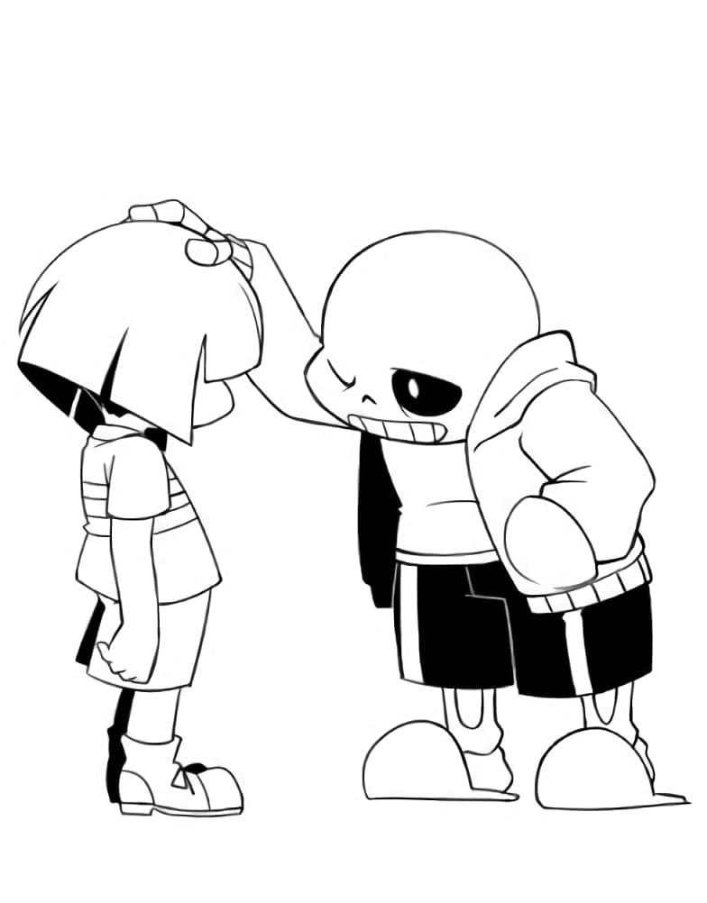 Desenho deSans e Frisk Undertale para colorir