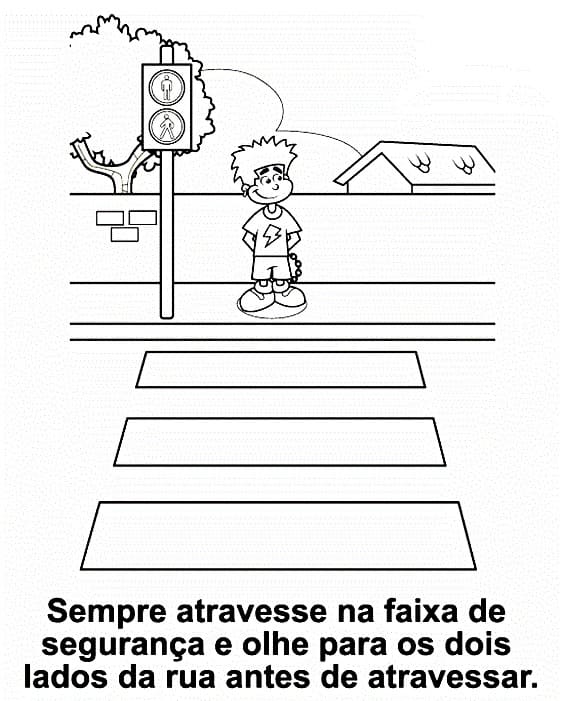 Desenho deSegurança Nas Ruas para colorir