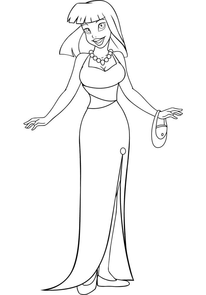 Desenho de Senhora Usando Vestido 1 para colorir