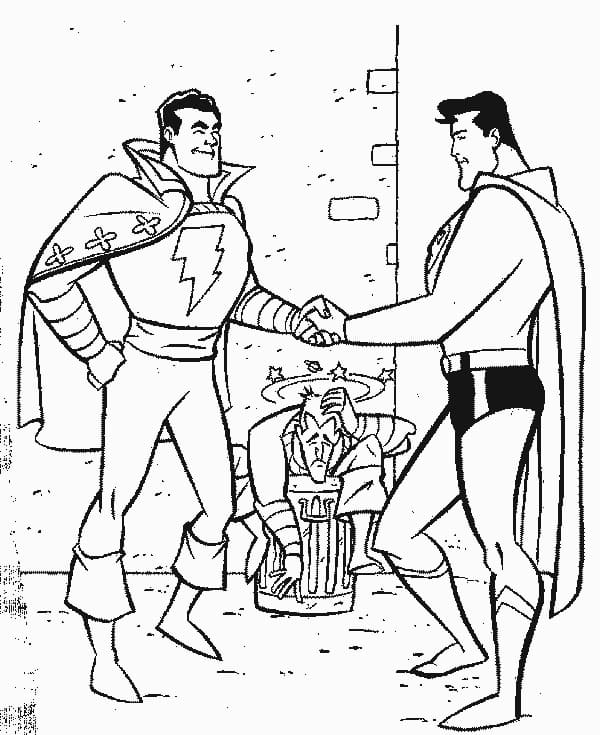 Desenho deShazam e Superman para colorir