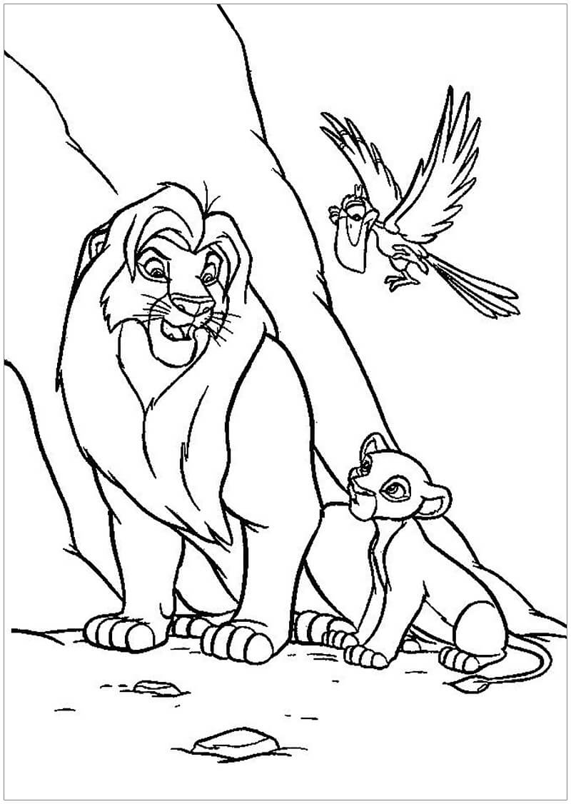 Desenho de Simba e Mufasa 1 para colorir