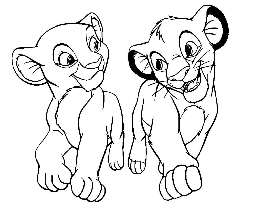 Desenho de Simba e Nala 1 para colorir