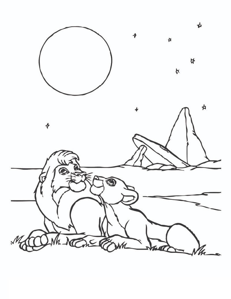 Desenho de Simba e Nala 3 para colorir