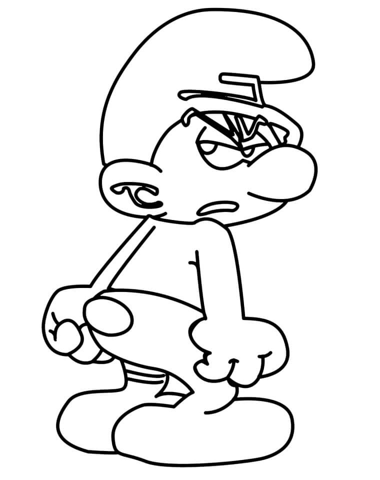 Desenho deSmurf Ranzinza 3 para colorir