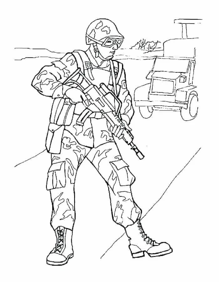 Desenho de Soldado de Combate 4 para colorir