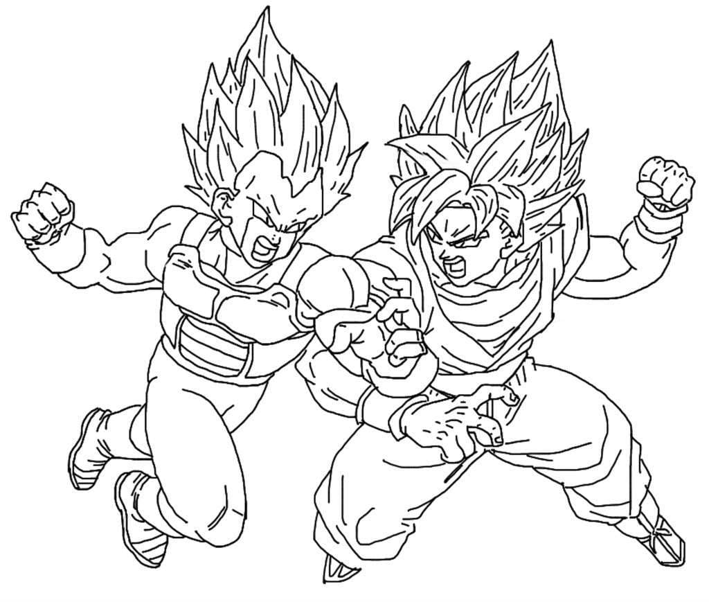 Desenho deSon Goku e Vegeta para colorir