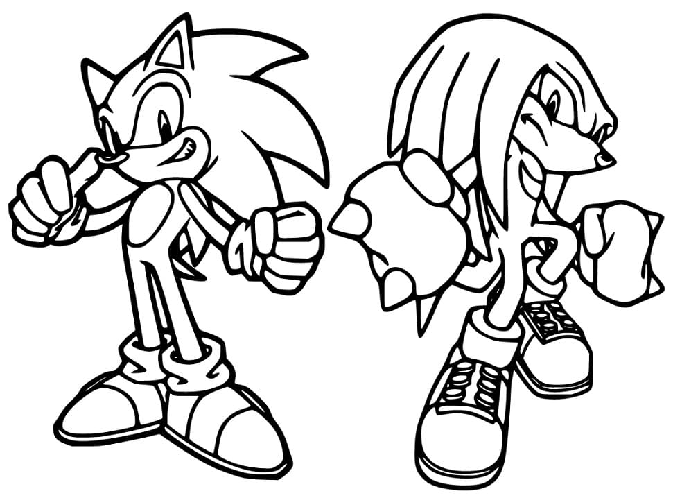 Desenho deSonic e Knuckles para colorir