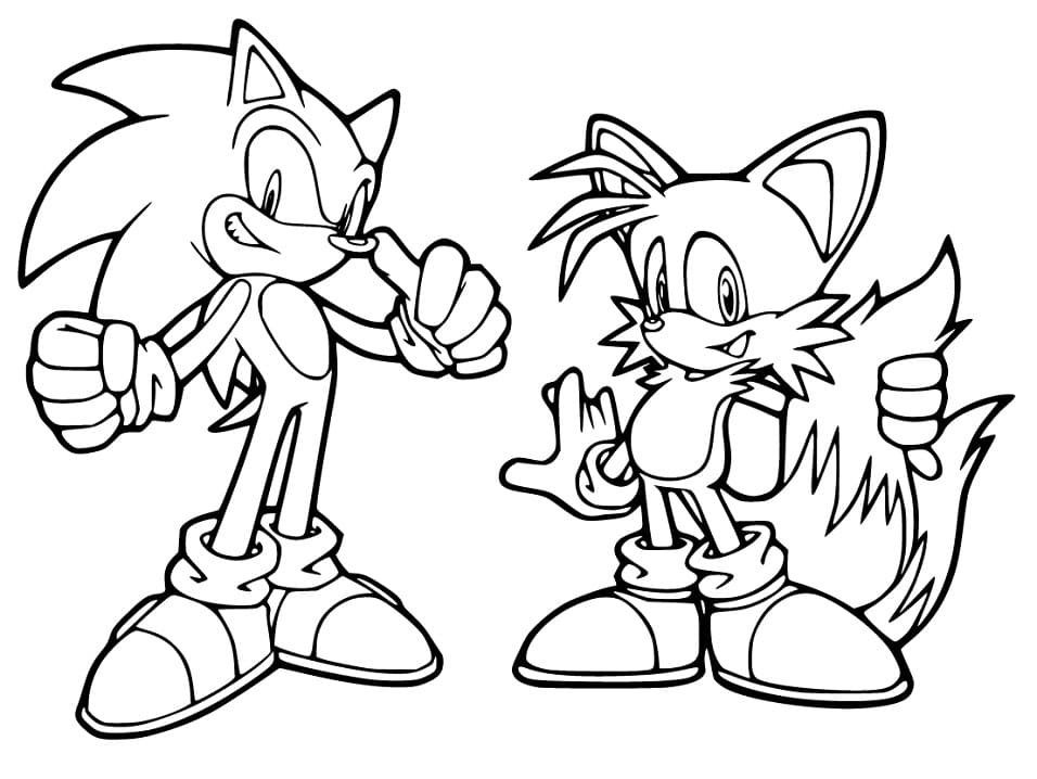 Desenho deSonic e Tails para colorir